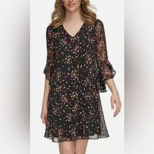 Calvin Klein Black Floral WOMEN’s Dress NWT
